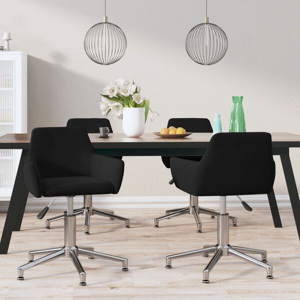 vidaXL grozāmi virtuves krēsli, 4 gab., melns samts