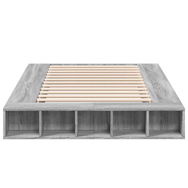 vidaXL gultas rāmis, pelēka ozolkoka, 120x200 cm, inženierijas koks