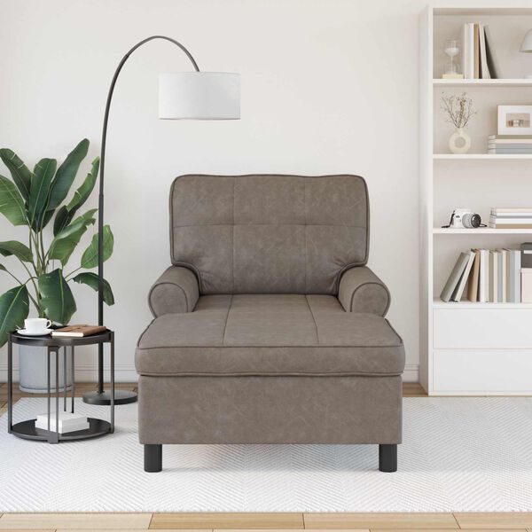 vidaXL &Scaron;eiss Lounge ar spilvenu Pelēka 91 x 157 x 91 cm Mākslīgā āda