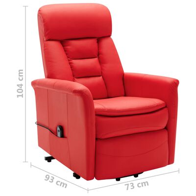 vidaXL paceļams krēsls, atgāžams, sarkana mākslīgā āda