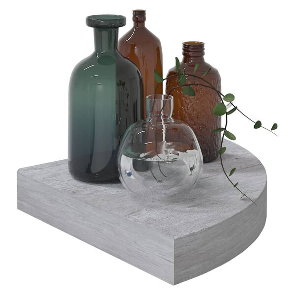 vidaXL stūra sienas plaukts, betona pelēks, 25x25x3,8 cm, MDF