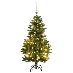vidaXL mākslīgā Ziemassvētku egle, bumbiņu komplekts, 120 cm, 150 LED