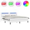 vidaXL Gultas rāmis ar LED sloksnēm Balts 180 x 200 cm Mākslīgā āda