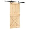 vidaXL Slīdo&scaron;ās durvis Dabiska un melna 90 x 210 cm Cieta priedes koks