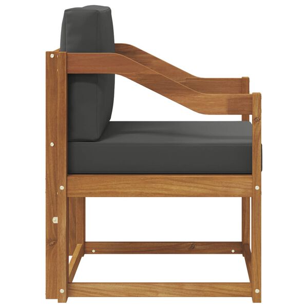 vidaXL Āra dīvāns Cieta akācijas koks un poliesters Dabiska