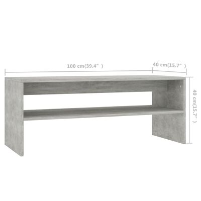 vidaXL kafijas galdiņš, 100x40x40 cm, betona pelēks, skaidu plāksne