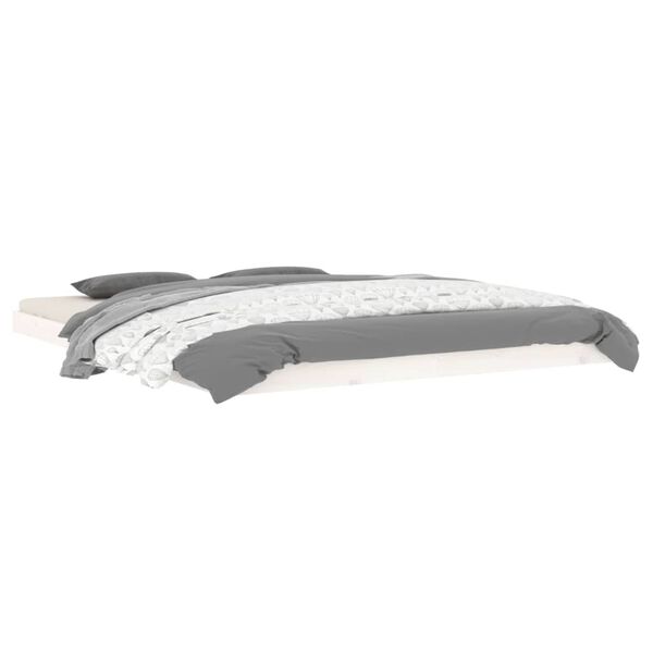 vidaXL gultas rāmis, balts, 160x200 cm, priedes masīvkoks