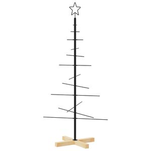 vidaXL Ziemassvētku eglīte, metāls, koka pamatne, melna, 120 cm