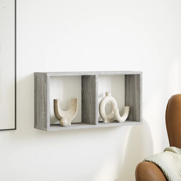 vidaXL sienas skapītis, 60x16x30 cm, pelēka koka, inženierijas koks