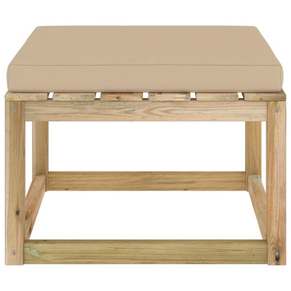 vidaXL dārza kājsoliņ&scaron; ar matraci, zaļi impregnēts priedes koks