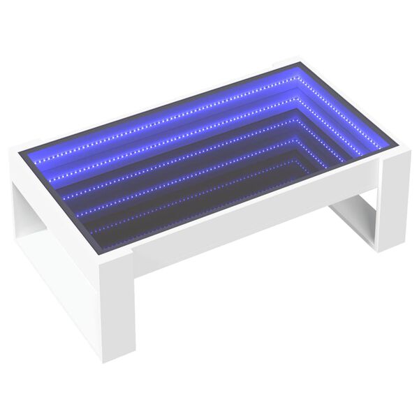 vidaXL kafijas galdiņ&scaron; ar LED, balts, 90x53x30 cm