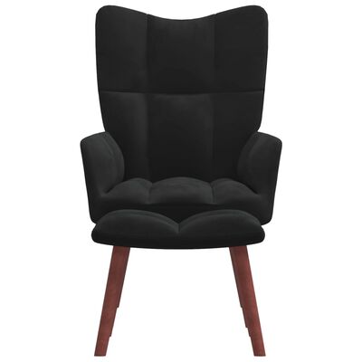 vidaXL atpūtas krēsls ar kāju balstu, melns samts