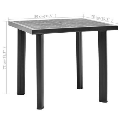 vidaXL dārza galds, antracītpelēks, 80x75x72 cm, plastmasa