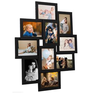 vidaXL kolāžas foto rāmis, 10x(13x18 cm) attēliem, melns MDF