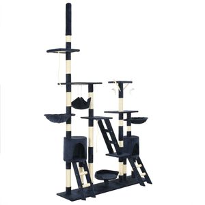 vidaXL kaķu māja, sizala stabi nagu asinā&scaron;anai, 230-250 cm, zila