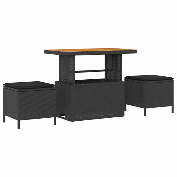 vidaXL Dārza dīvānu komplekts ar spilvenu ar uzglabā&scaron;anu 9 pcs Melna