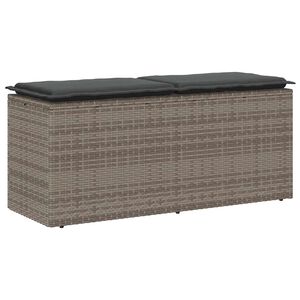 vidaXL dārza sols ar spilvenu pelēks 110x40x44 cm polirotangpalmas