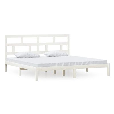 vidaXL gultas rāmis, balts, priedes masīvkoks, 200x200 cm