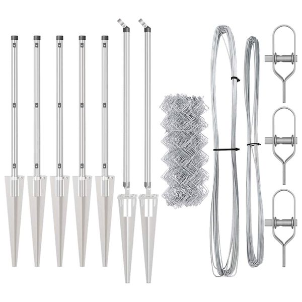 vidaXL Žoga āķis Sudraba 10 x 0,6 m (40 x 40 mm acu) Tērauds