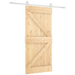 vidaXL Slīdo&scaron;ās durvis 95 x 210 cm Cieta priedes koks (neapstrādāts)