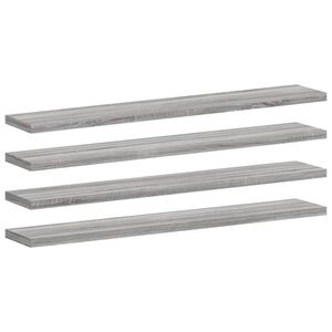 vidaXL sienas plaukti, 4 gab., pelēki, 60x10x1,5 cm, inženierijas koks