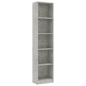 vidaXL 5-līmeņu grāmatu plaukts, pelēks, 40x24x175cm inženierijas koks