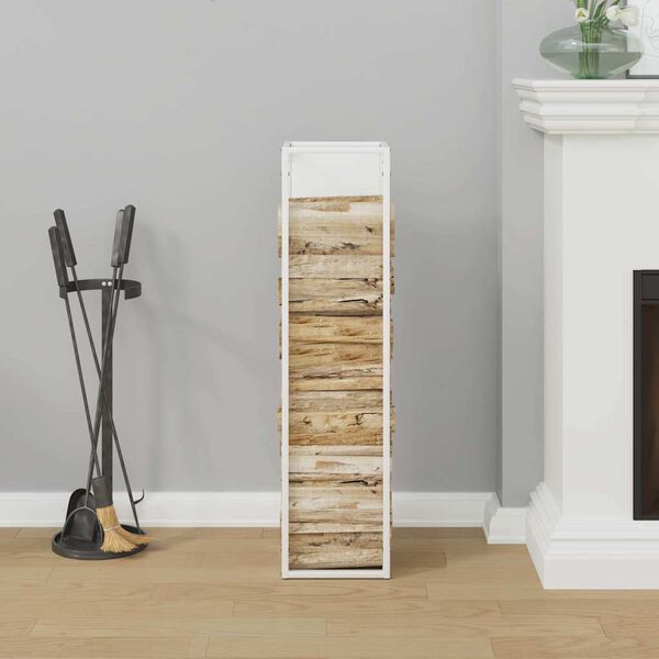 vidaXL malkas plaukts, balta, 25x25x100 cm, auksti velmēts tērauds