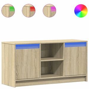 vidaXL TV skapītis ar LED, koka krāsa, 100x34x50 cm, inženierijas koks