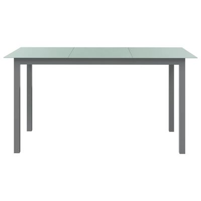 vidaXL dārza galds, gaiši pelēks, 150x90x74 cm, alumīnijs un stikls