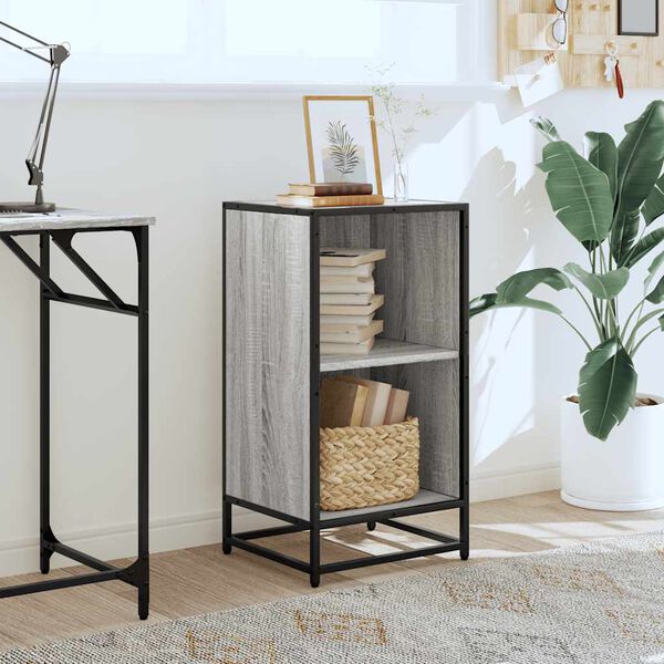 vidaXL grāmatu plaukts, pelēka koka, 40x35x76 cm, inženierijas koks