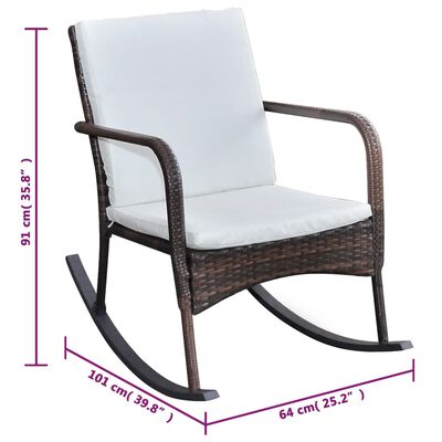 vidaXL dārza šūpuļkrēsls, brūns, PE rotangpalma