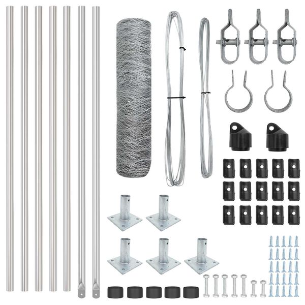 vidaXL Žoga āķis Sudraba 10 x 0,4 m (50 mm siets) Tērauds