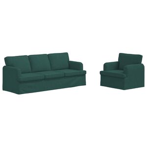 vidaXL Dīvānu komplekts 2 pcs Tum&scaron;i zaļ&scaron; 144 x 80 x 85 cm audums