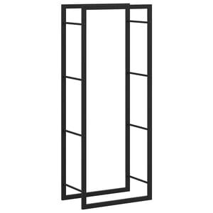 vidaXL malkas uzglabā&scaron;anas statīvs, matēti melns, 50x28x132 cm,tērauds