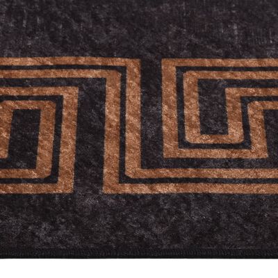 vidaXL paklājs, 80x300 cm, melns ar zeltu, mazgājams, neslīdošs
