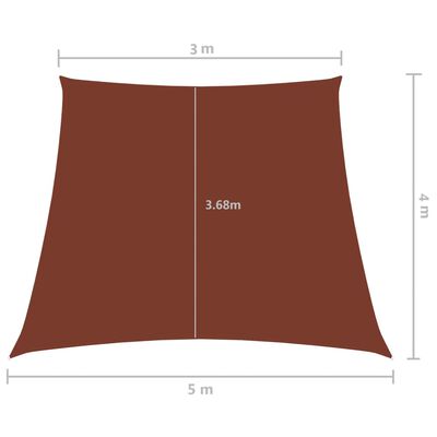 vidaXL saulessargs, 3/5x4 m, trapeces forma, sarkanbrūns audums