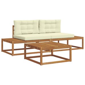 vidaXL Āra dīvānu komplekts ar spilvenu Dabisks un krējuma