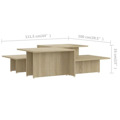 vidaXL kafijas galdiņi, 2 gb., ozola, 111,5x50x33cm, inženierijas koks