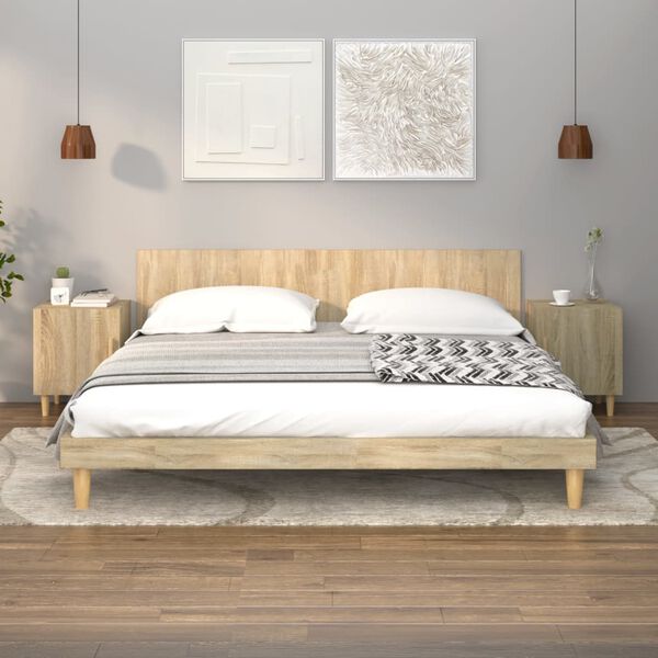 vidaXL naktsskapī&scaron;i, 2 gab., ozolkoka krāsa, inženierijas koks