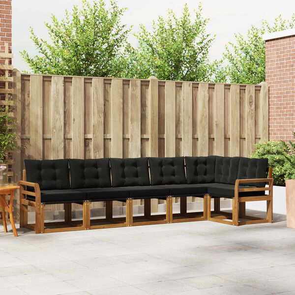 vidaXL Āra dīvānu komplekts ar spilvenu 6 pcs Dabīgs un melns