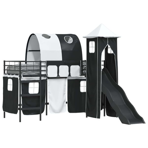 vidaXL Bērnu loft gultas rāmjis Melna 99,5 x 190 cm Metāls