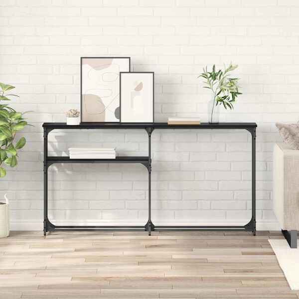 vidaXL Konsolesgalds Melns ozolkoks 146 x 22.5 x 75 cm