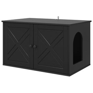 vidaXL Kaķu māja Melns 85 x 55 x 50,5 cm Inženierijas koks
