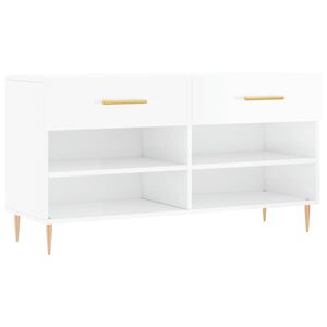 vidaXL apavu skapītis, spīdīgi balts, 102x35x55 cm, inženierijas koks