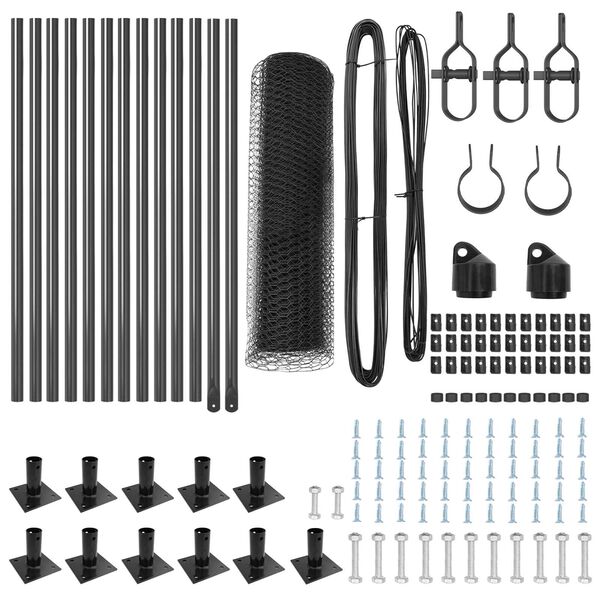 vidaXL Žoga āķis Pelēka 25 x 0,6 m (13 mm siets) Tērauds un PVC
