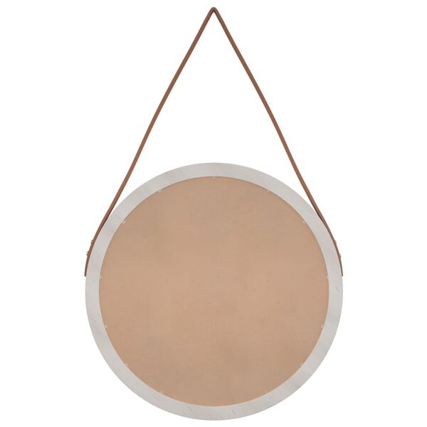 vidaXL sienas spogulis ar siksnu, balts, &Oslash; 45 cm