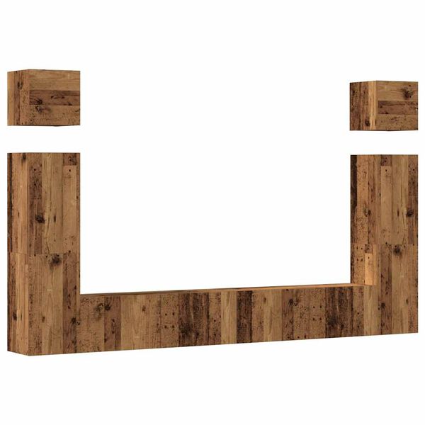 vidaXL 6-daļīgs TV skapja komplekts, sienai stiprināms, veca koka