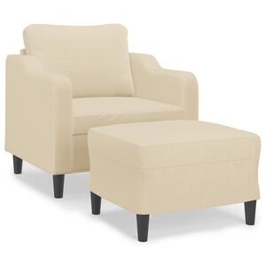 vidaXL atpūtas krēsls ar kājsoliņu, 60 cm, krēmkrāsas audums