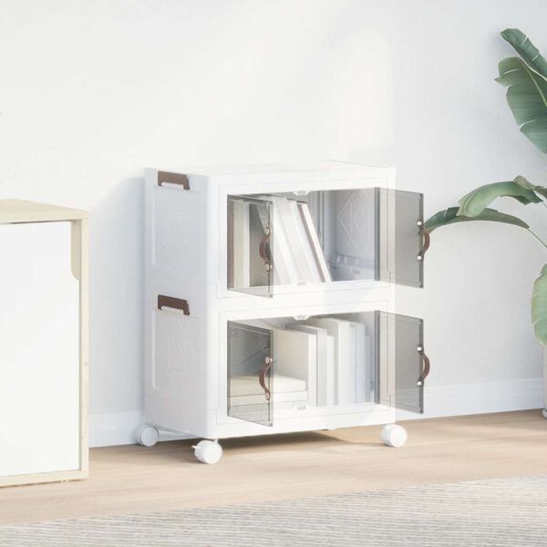 vidaXL Glabā&scaron;anas kaste ar riteņiem 2 līmeņu, 28 L, 48,5x29,5x59,5 cm