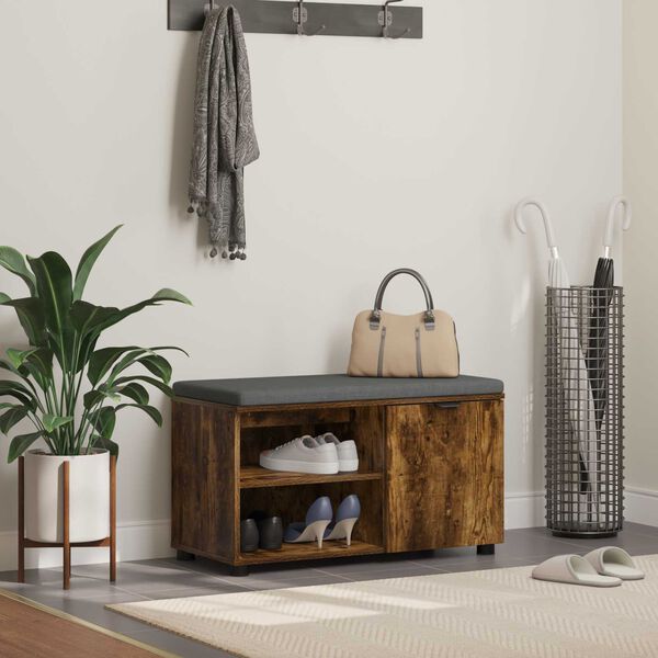 vidaXL Zāles sols ar spilvenu Dūmaka ozols 80 x 38 x 46 cm